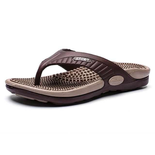 azfleek Flip-Flops Men Summer Flip Flop Breathable Beach Outdoor Sandals Khaki / 9