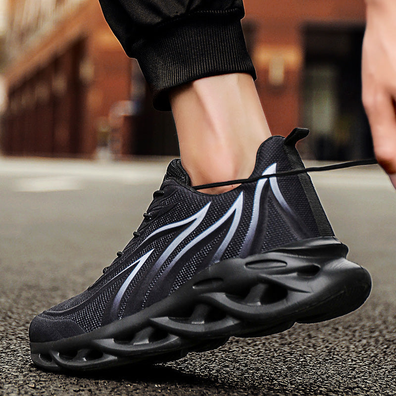 azfleek Lace-up Shoes Men's Flame Printed Sneakers Comfortable Outdoor Athletic Running Shoes