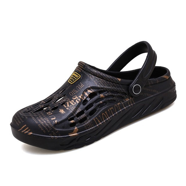 azfleek Sandals Unisex Breathable Slippers Sandals Outdoor Fashion Casual Clogs Black Gold / 8