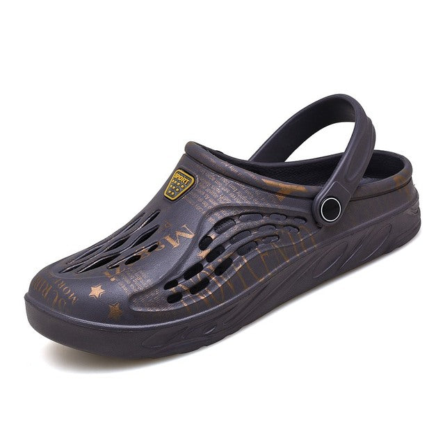 azfleek Sandals Unisex Breathable Slippers Sandals Outdoor Fashion Casual Clogs Gray Gold / 9.5